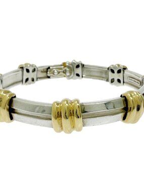 Tiffany & Co Silver Gold Atlas Group Bracelet 925 750 Engraved